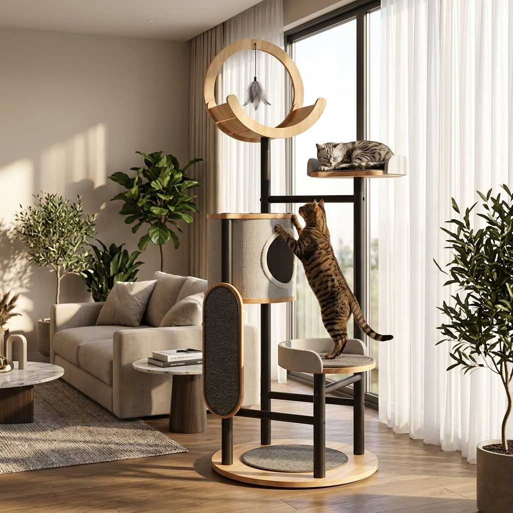 Catvera Multi-Level Steel Cat Tree - Image 1|||PROMPT|||Original clean product image