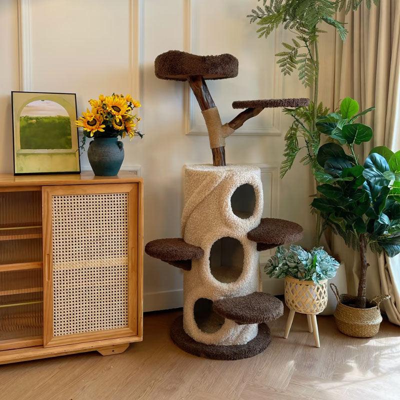 Catvera Multi-Level Wooden Cat Tree - Image 11|||PROMPT|||Original clean product image