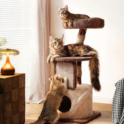 Catvera Multi-Level Wooden Cat Tree - Image 3|||PROMPT|||Original clean product image