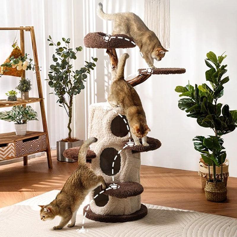 Catvera Multi-Level Wooden Cat Tree - Image 6|||PROMPT|||Original clean product image