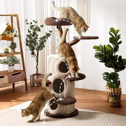 Catvera Multi-Level Wooden Cat Tree - Image 6|||PROMPT|||Original clean product image