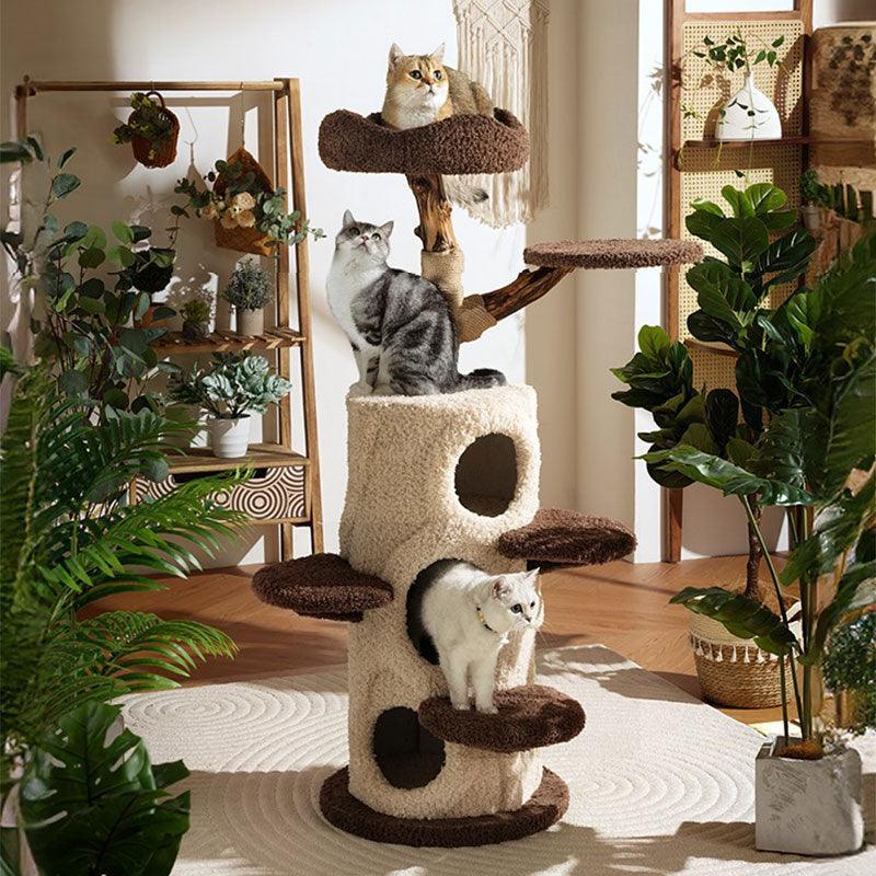 Catvera Multi-Level Wooden Cat Tree - Image 7|||PROMPT|||Original clean product image