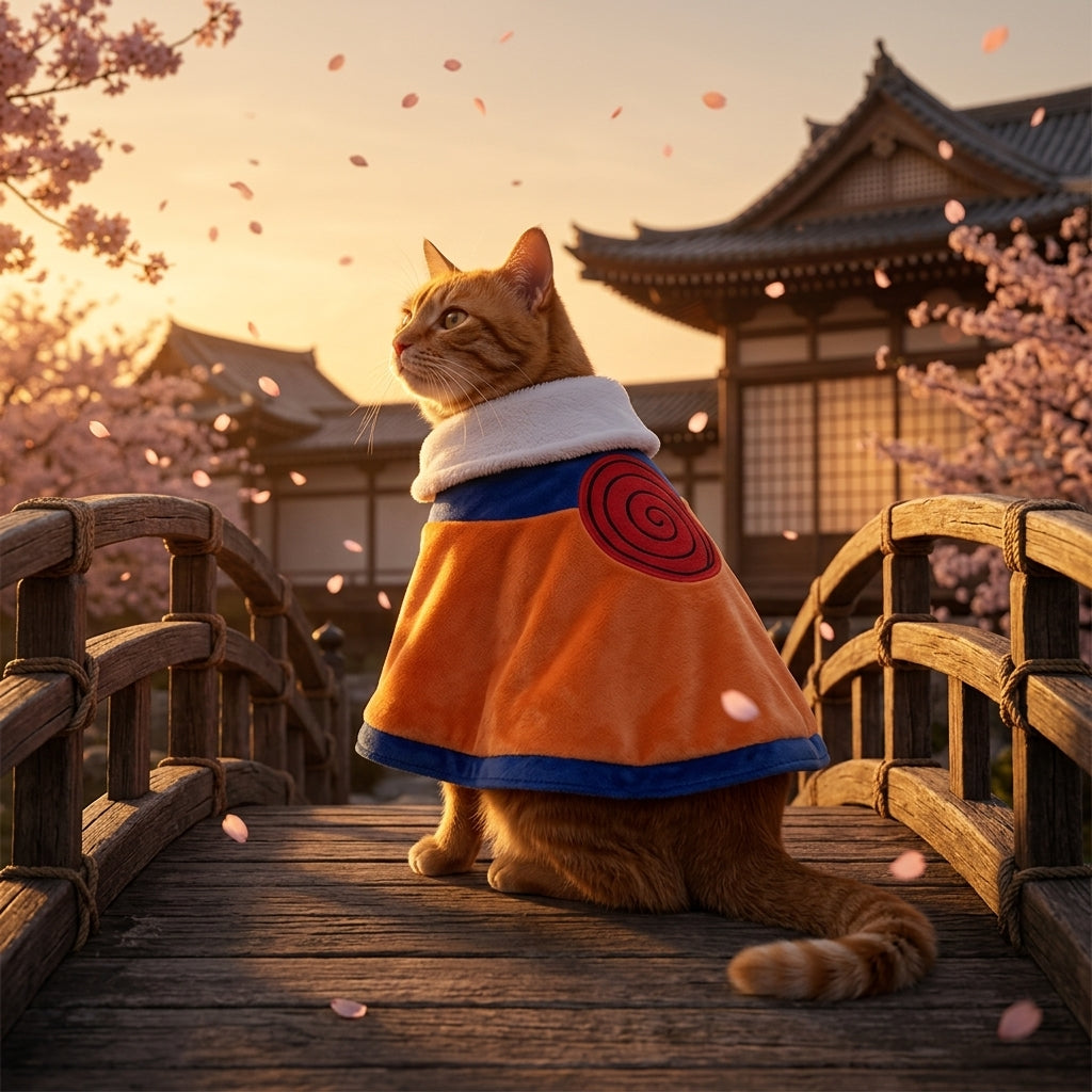 Catvera Naruto Anime Cat Cosplay Cape - Image 1|||PROMPT|||Original clean product image