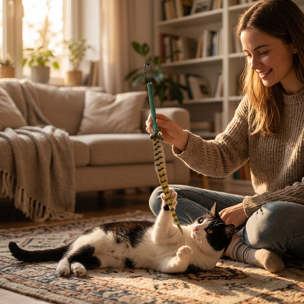 Catvera Natural Pheasant Feather Wand - Bonding & Mental Wellness