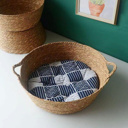 Catvera Natural Wicker Cat Bed - Image 5|||PROMPT|||Original clean product image