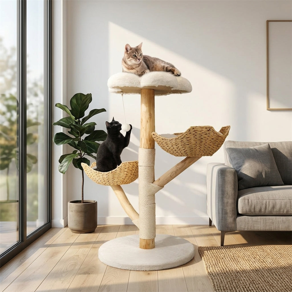 Catvera Natural Wood Cat Climbing Tree - Main Product Image