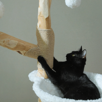 Catvera Natural Wood Flower Cat Tree - Image 5|||PROMPT|||Cleaned image. Original analysis: Found one brand name/product line text overlay on the image