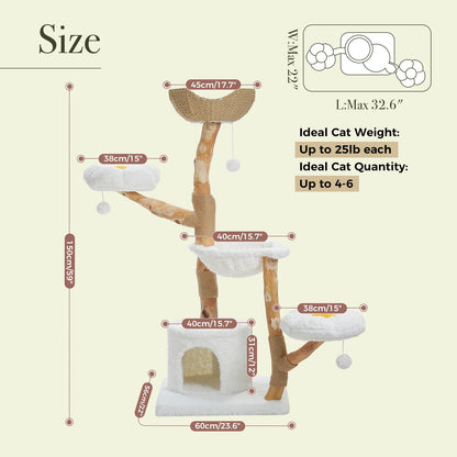 Catvera Natural Wood Flower Cat Tree - Image 6|||PROMPT|||Original clean product image