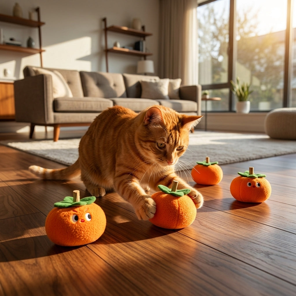 Catvera Orange Persimmon Dental Chew Toys - Image 1|||PROMPT|||Original clean product image