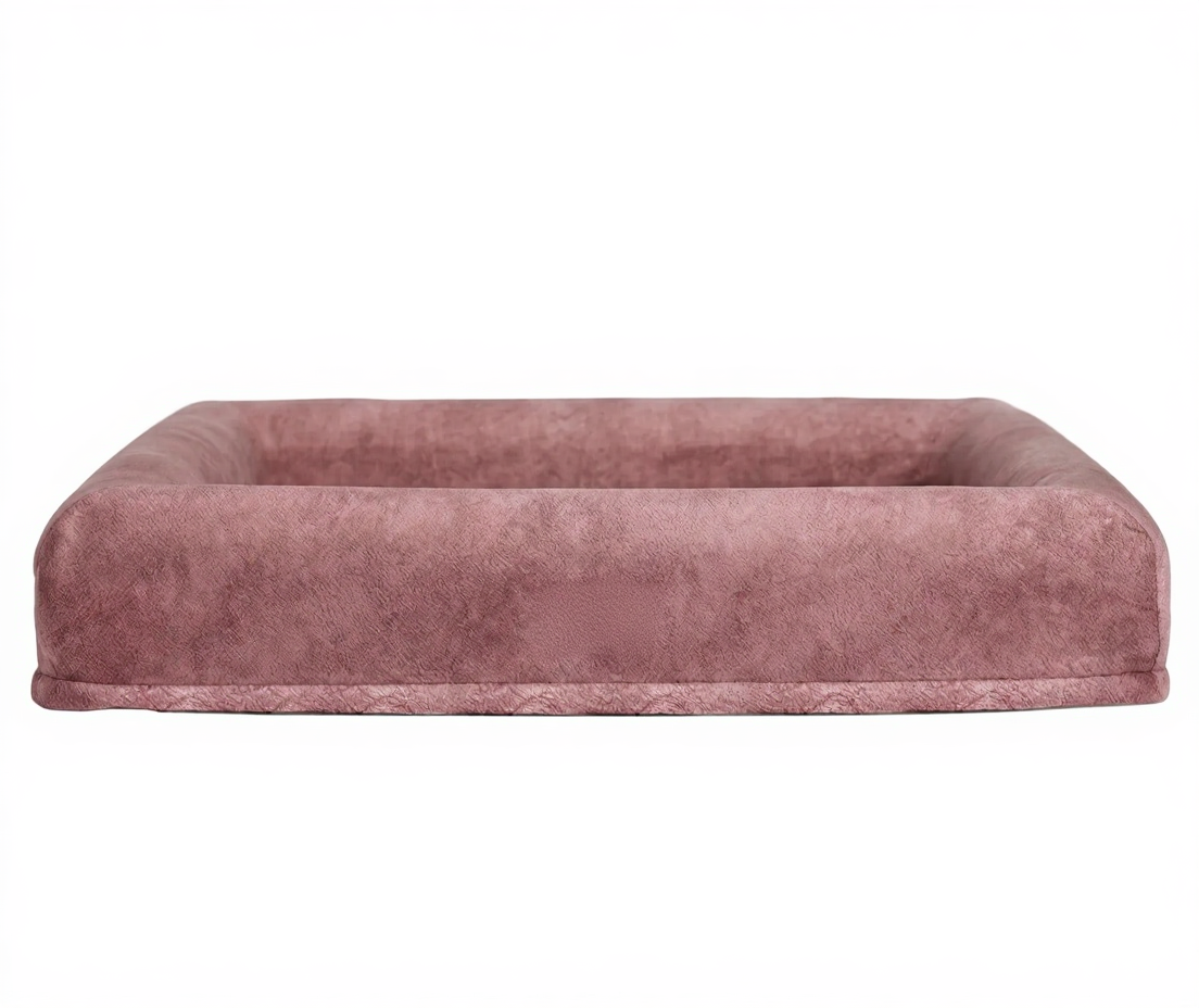 Catvera Orthopaedic Memory Foam Dog Bed - Image 1|||PROMPT|||Cleaned image. Original analysis: Found 1 brand label on the product - a tan/brown leather patch/label with embossed or stitched branding positioned on the front center of the pet bed