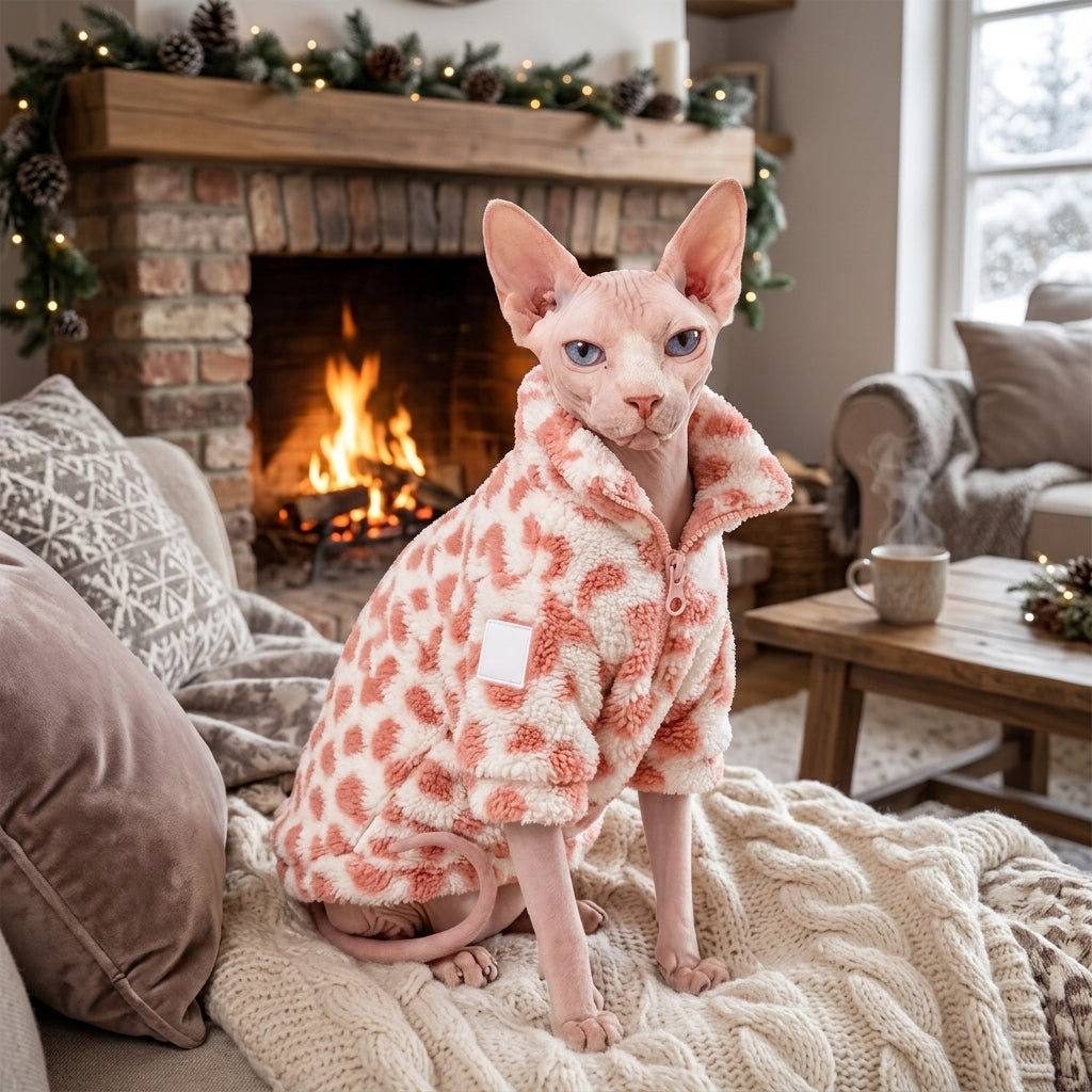 Catvera Pink Leopard Sphynx Sweatshirt - Premium Winter Warmth