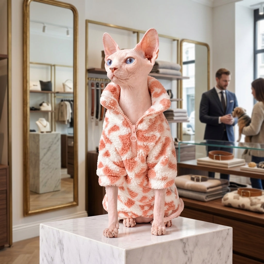 Catvera Pink Leopard Sphynx Sweatshirt - Stylish Leopard Fashion