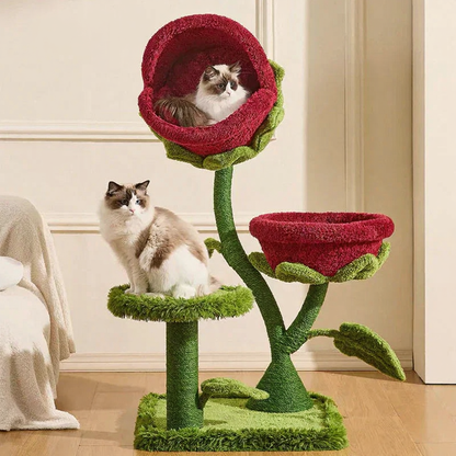 Catvera Plant Monster Cat Tree Tower - Image 3|||PROMPT|||Cleaned image. Original analysis: found 1 watermark - 'MEWCATS' text in white in the top left corner