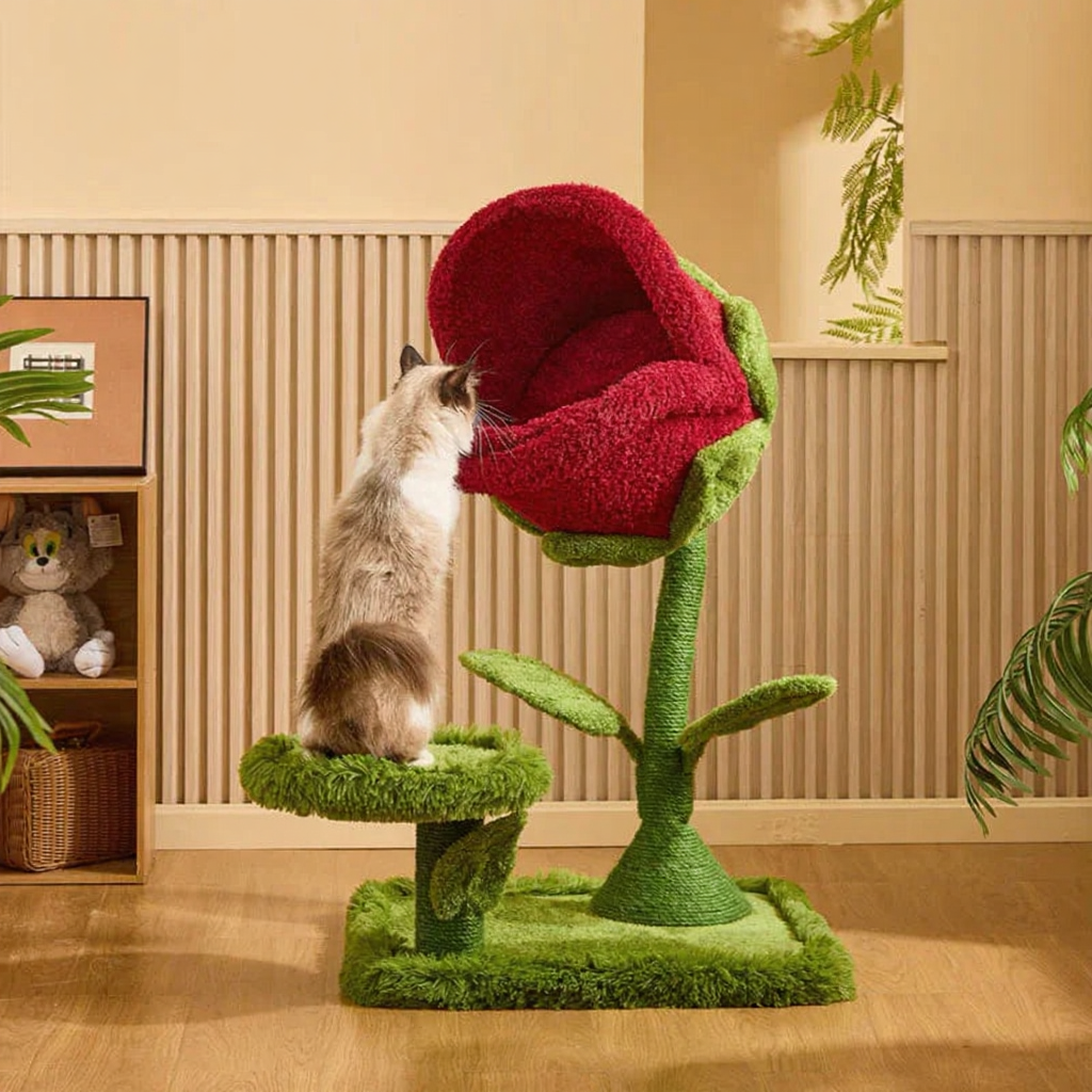 Catvera Plant Monster Cat Tree Tower - Image 4|||PROMPT|||Cleaned image. Original analysis: found 1 text watermark 'MEWCATS' in the top left corner