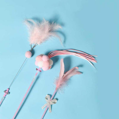 Catvera Plush Feather Teaser Wand Toy - Image 1|||PROMPT|||Original clean product image
