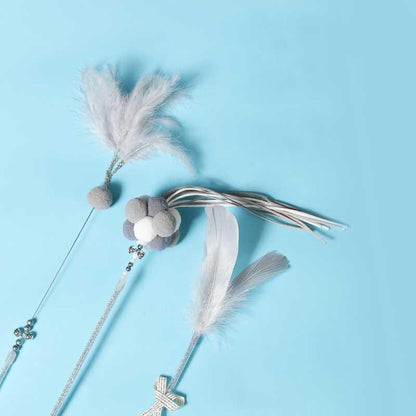 Catvera Plush Feather Teaser Wand Toy - Image 2|||PROMPT|||Original clean product image