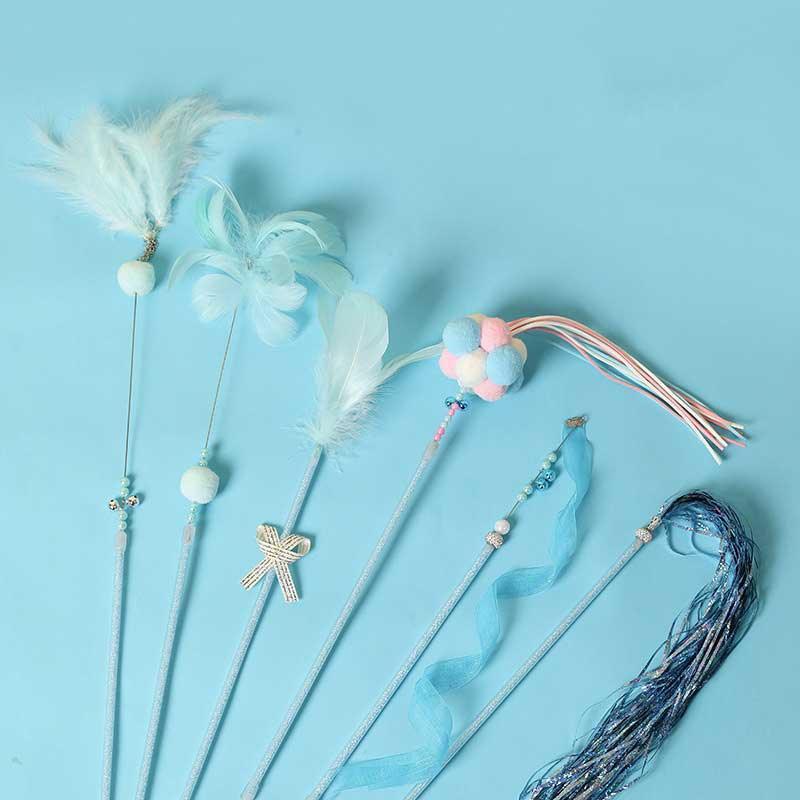 Catvera Plush Feather Teaser Wand Toy - Image 6|||PROMPT|||Original clean product image