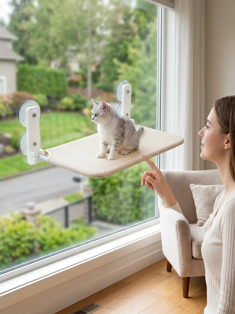 Catvera Plush Window Cat Hammock - Secure Window Mounting