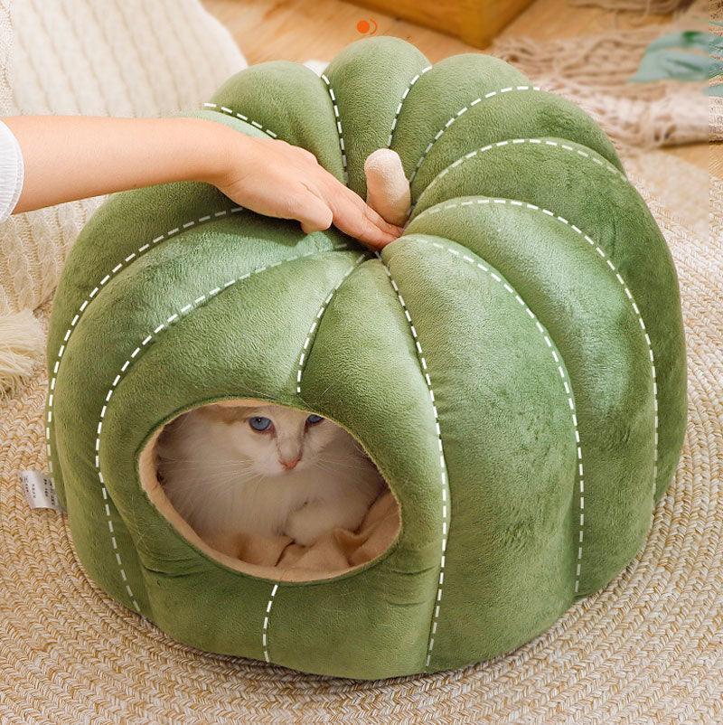 Catvera Pumpkin Cat Cave Bed - Image 7|||PROMPT|||Original clean product image