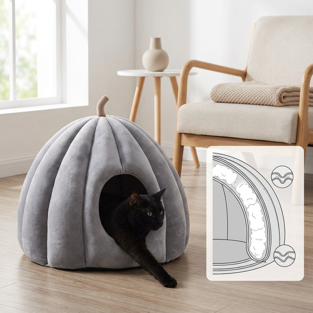 Catvera Pumpkin Cat Cave Bed - Durable Long-Lasting Design