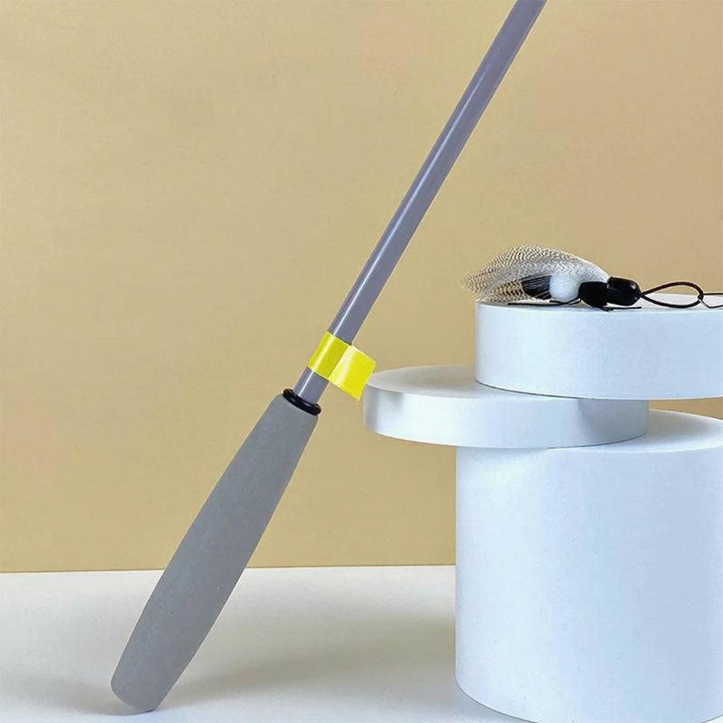 Catvera Retractable 180cm Cat Teaser - Image 6|||PROMPT|||Cleaned image. Original analysis: Found 1 brand logo/watermark on the yellow band wrapped around the pole