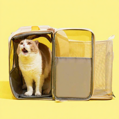 Catvera Retro Gaming Cat Carrier Backpack - Image 10|||PROMPT|||Cleaned image. Original analysis: Found 1 brand name printed on the product - 'BELLO' visible on the mesh panel of the pet carrier