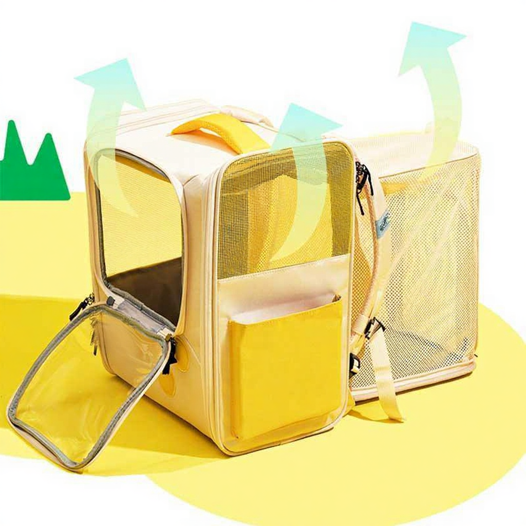 Catvera Retro Gaming Cat Carrier Backpack - Image 5|||PROMPT|||Cleaned image. Original analysis: Found 1 brand name printed on the product carrier bag itself