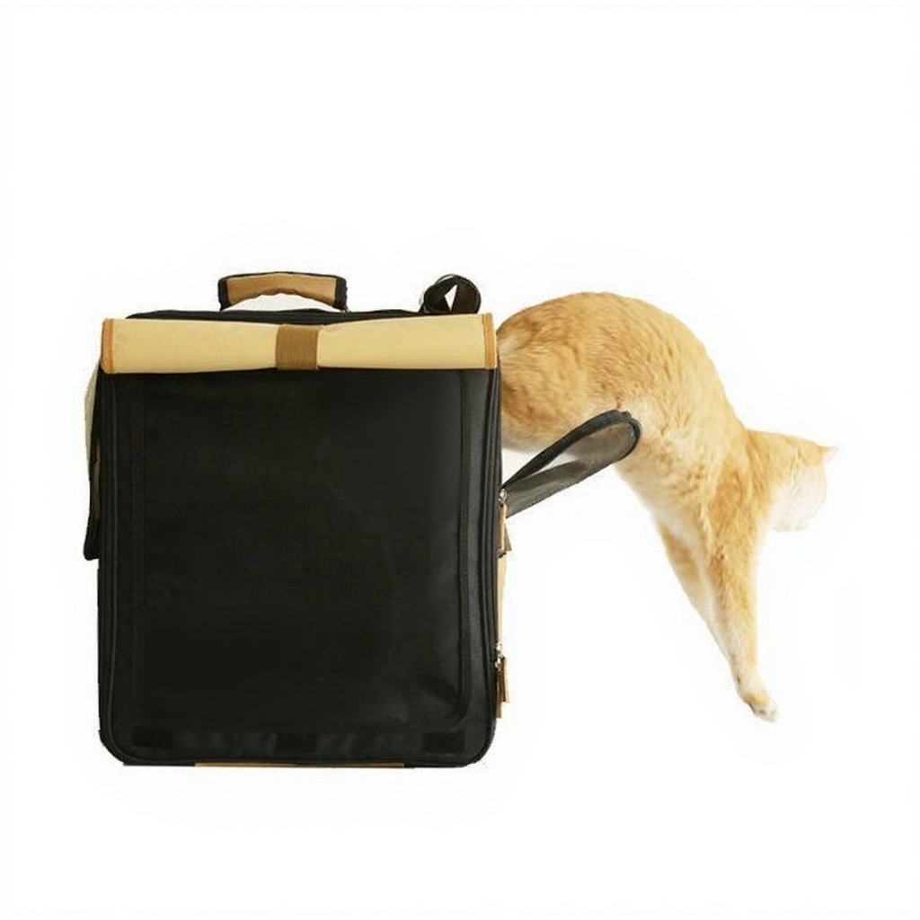 Catvera Roll-Up Foldable Cat Carrier - Image 8|||PROMPT|||Cleaned image. Original analysis: found 1 brand name printed on the backpack fabric