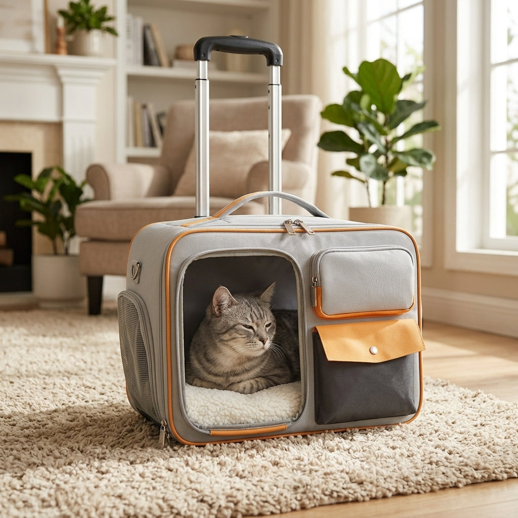Catvera Rolling Wheeled Cat Carrier - Maximum Comfort and Safety