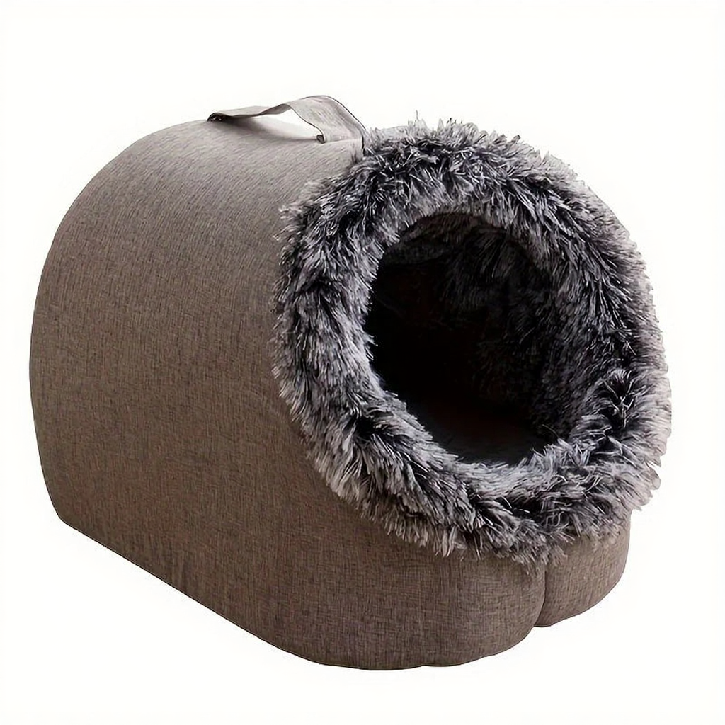 Catvera Self-Warming Cat Cave Bed - Image 4|||PROMPT|||Cleaned image. Original analysis: Found 1 brand name watermark at the top of the image