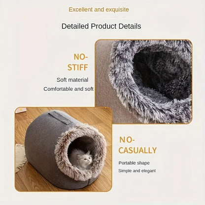Catvera Self-Warming Cat Cave Bed - Image 5|||PROMPT|||Cleaned image. Original analysis: found 1 brand name watermark and 1 brand logo at the top of the image