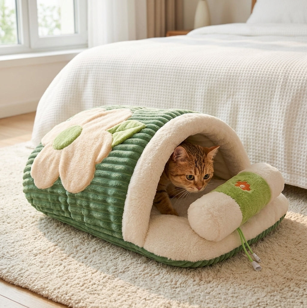 Catvera Self-Warming Cave Cat Bed - Natural Burrowing Instincts