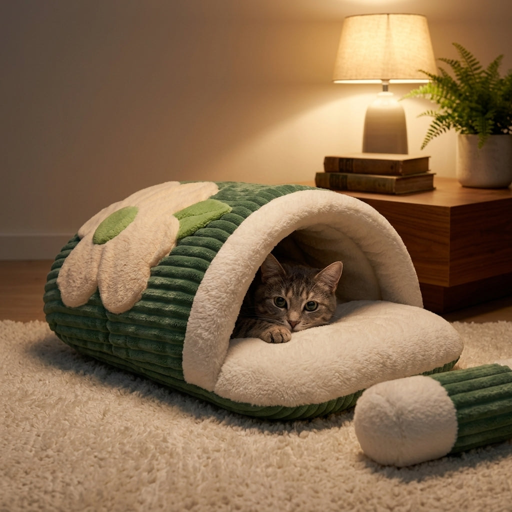 Catvera Self-Warming Cave Cat Bed - Comfort for Anxious Cats