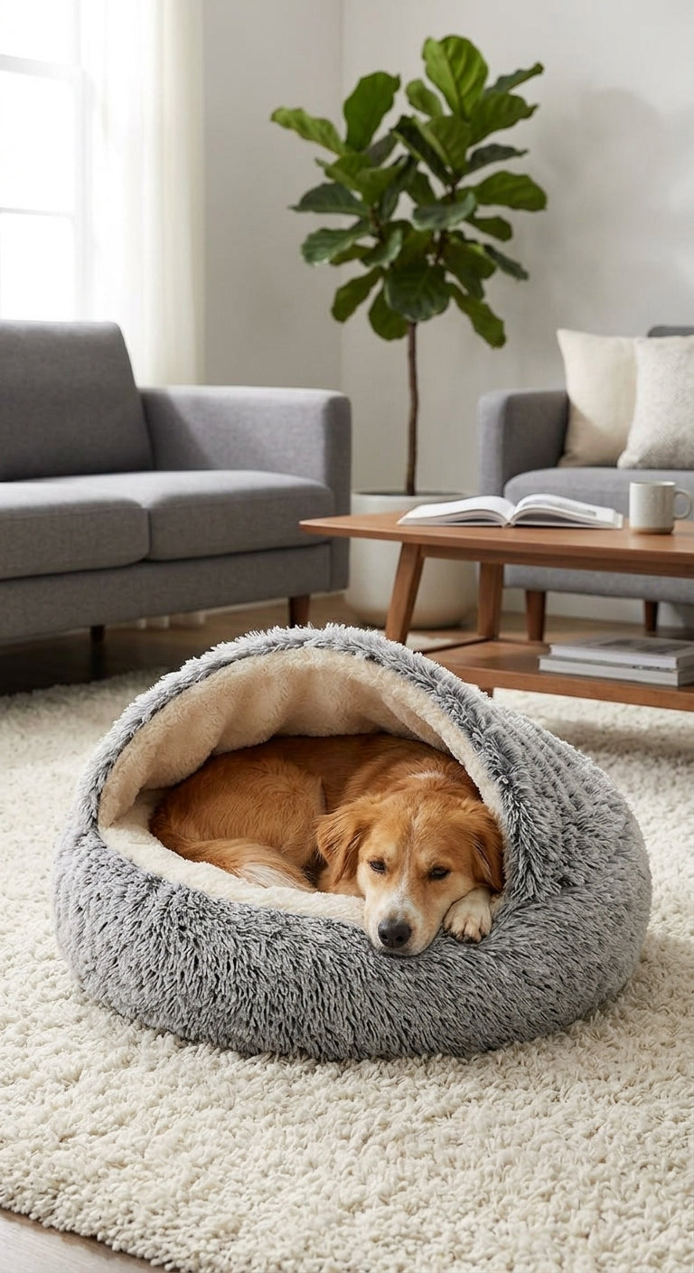 Catvera Semi-Enclosed Pet Bed - Secure Cave-Like Environment
