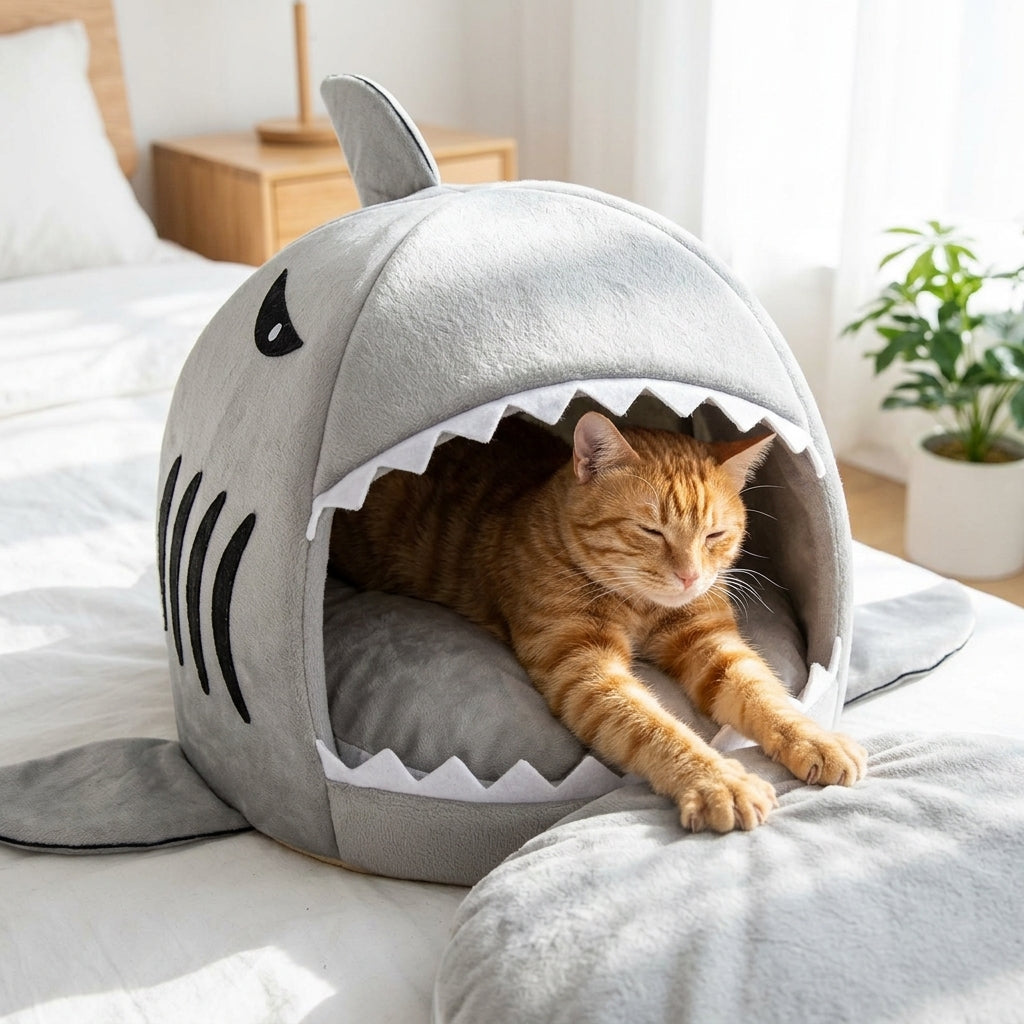 Catvera Shark Cave Cat Bed - Ultimate Comfort Design