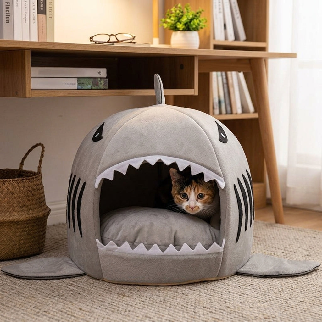 Catvera Shark Cave Cat Bed - Secure Cave Experience