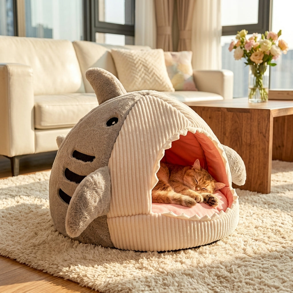 Catvera Shark Cave Pet Bed - Main Product Image