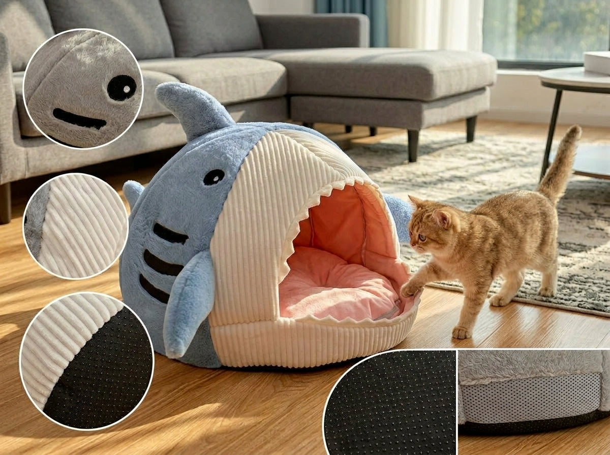 Catvera Shark Cave Pet Bed - Section 2