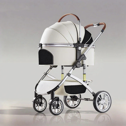 Catvera Shock-Absorbing Cat Stroller Carrier - Image 3|||PROMPT|||Cleaned image. Original analysis: found brand name 'Bello' printed on the stroller frame