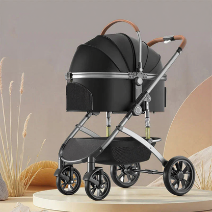 Catvera Shock-Absorbing Cat Stroller Carrier - Image 4|||PROMPT|||Cleaned image. Original analysis: found 1 brand name printed on the stroller frame