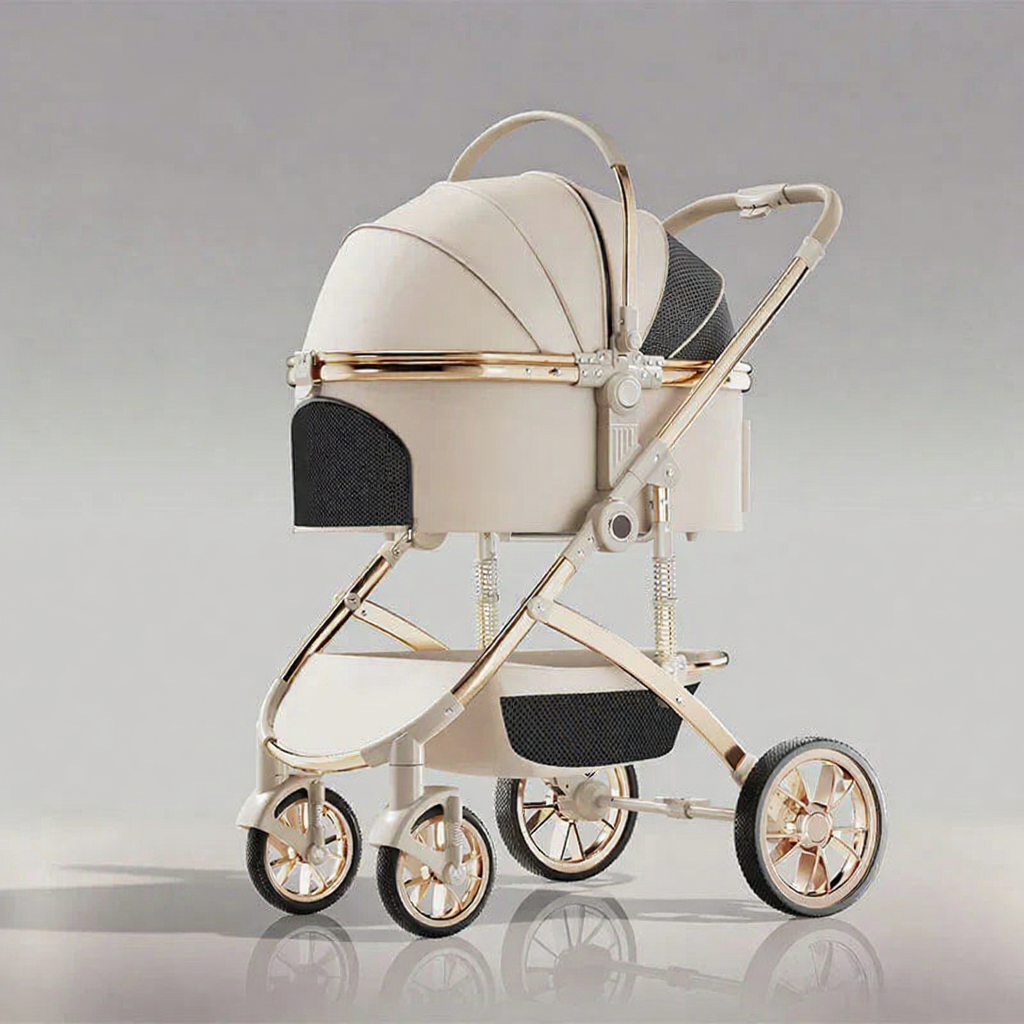 Catvera Shock-Absorbing Cat Stroller Carrier - Image 7|||PROMPT|||Cleaned image. Original analysis: found 1 brand name printed directly on the stroller frame