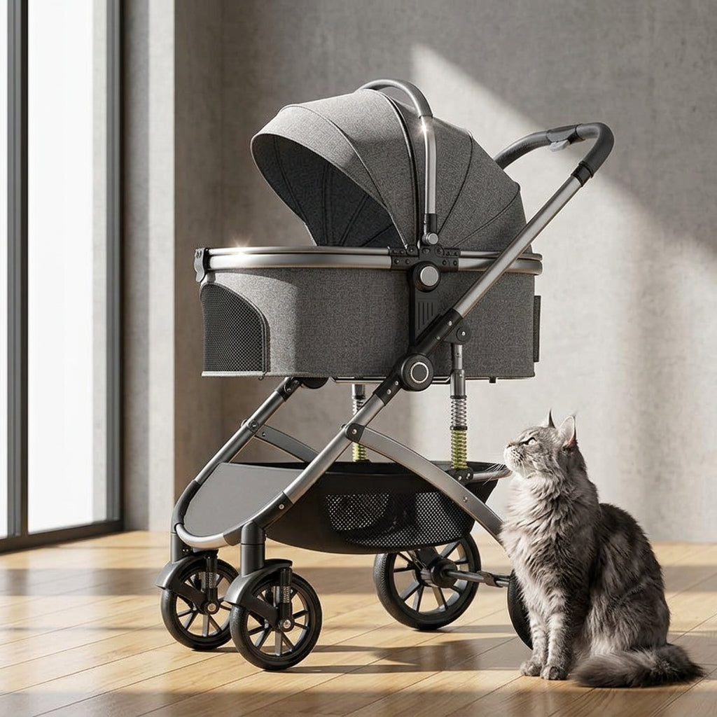 Catvera Shock-Absorbing Cat Stroller Carrier - Premium Aluminum Construction