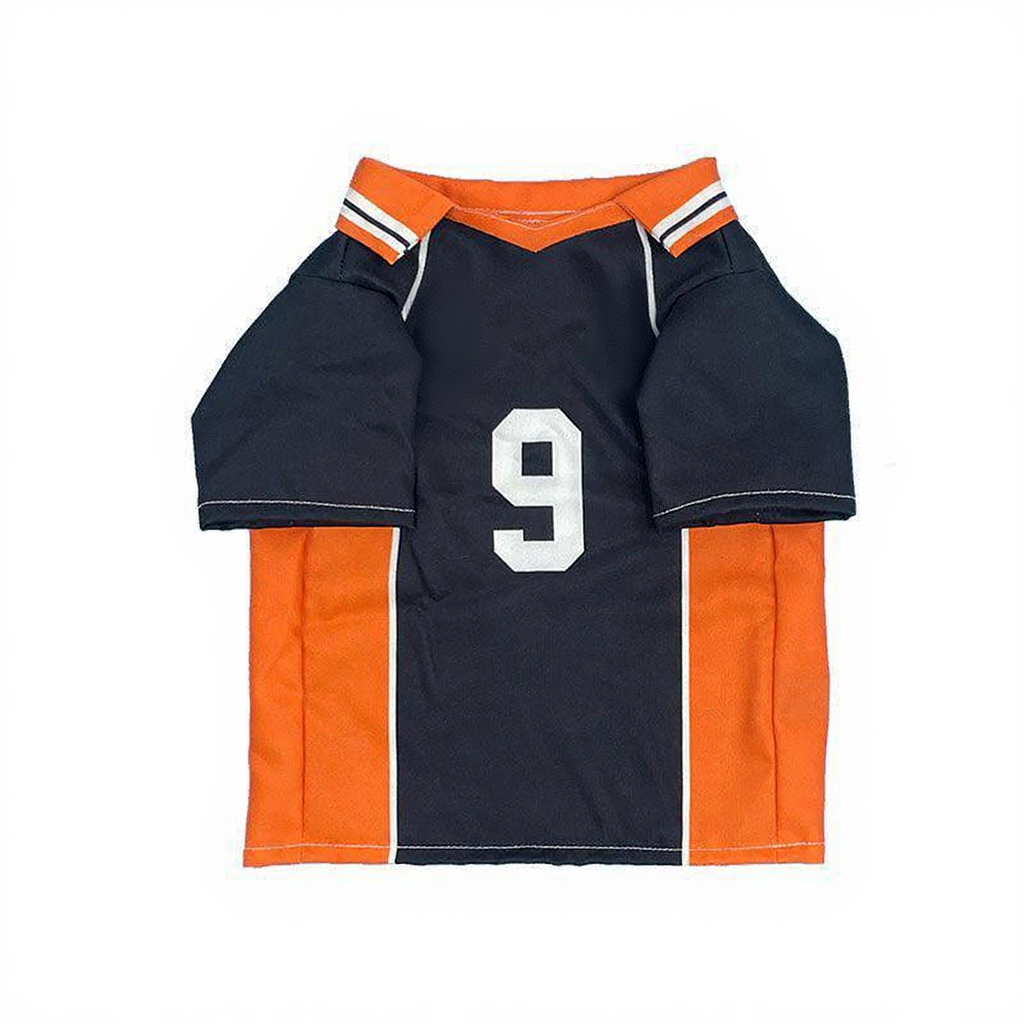 Catvera Shoyo Hinata Volleyball Cosplay Costume - Image 2|||PROMPT|||Cleaned image. Original analysis: Found 2 brand elements: 'ics' logo with footprint symbol on the chest, and Japanese characters (kanji) on the right side of the chest