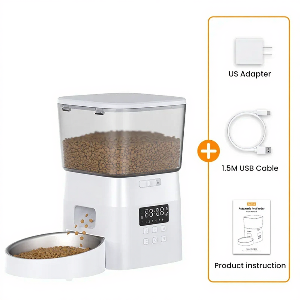 Catvera Smart Automatic Cat Feeder - Image 11|||PROMPT|||Cleaned image. Original analysis: Found 1 brand name printed on the product itself and 1 brand name in instructional materials
