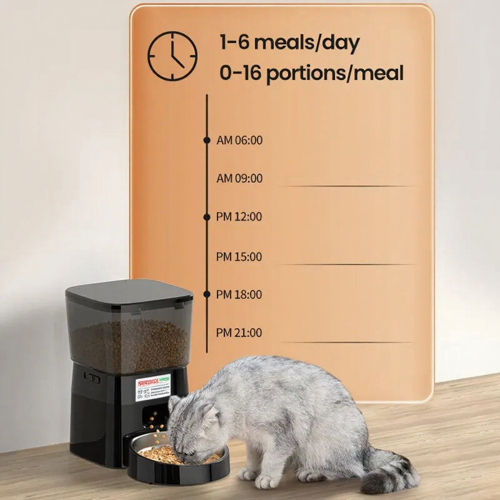 Catvera Smart Automatic Cat Feeder - Image 2|||PROMPT|||Cleaned image. Original analysis: Found 1 brand name printed directly on the automatic pet feeder device