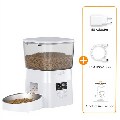 Catvera Smart Automatic Cat Feeder - Image 7|||PROMPT|||Cleaned image. Original analysis: Found 1 brand name printed on the product itself and 1 watermark in the image