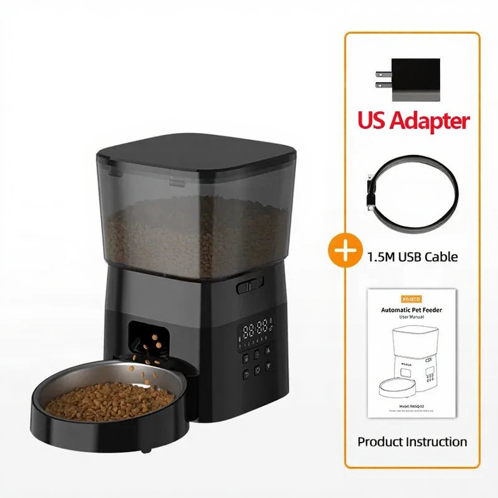 Catvera Smart Automatic Cat Feeder - Image 8|||PROMPT|||Cleaned image. Original analysis: Found 1 brand name printed on the product itself and 2 brand names in text overlays/packaging information