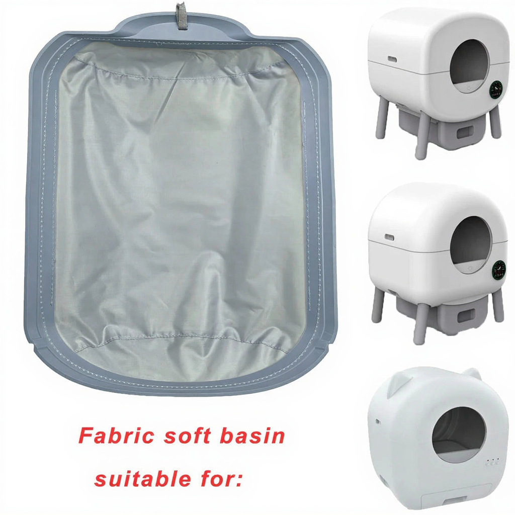Catvera Smart Automatic Cat Litter Box - Image 7|||PROMPT|||Cleaned image. Original analysis: Found 2 brand name text elements on the fabric basin product itself - 'MAX' and 'MIN' labels printed on the fabric