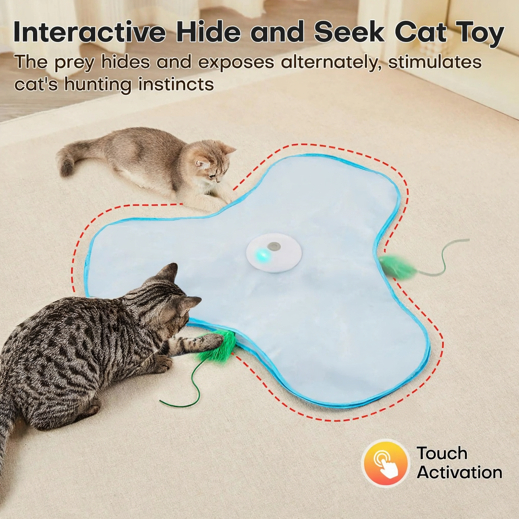 Catvera Smart Hide Seek Cat Toy - Image 4|||PROMPT|||Cleaned image. Original analysis: Found 1 brand logo on the product itself and 1 watermark text overlay