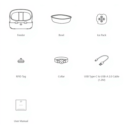 Catvera Smart RFID Multi-Pet Feeder - Image 7|||PROMPT|||Cleaned image. Original analysis: Found 1 brand name 'PETOMLER' on the User Manual box at the bottom of the image
